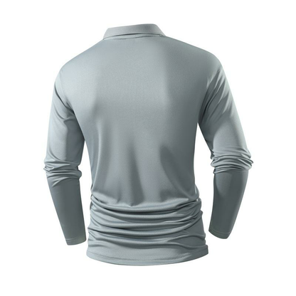 Four-piece men’s casual set featuring a long-sleeve quick-dry polo shirt for golf and tennis