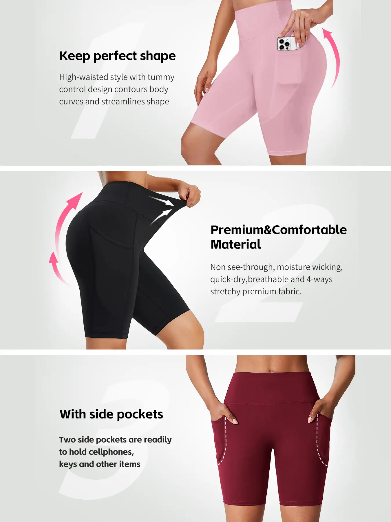 5pcs High Waist Athletic Yoga Shorts