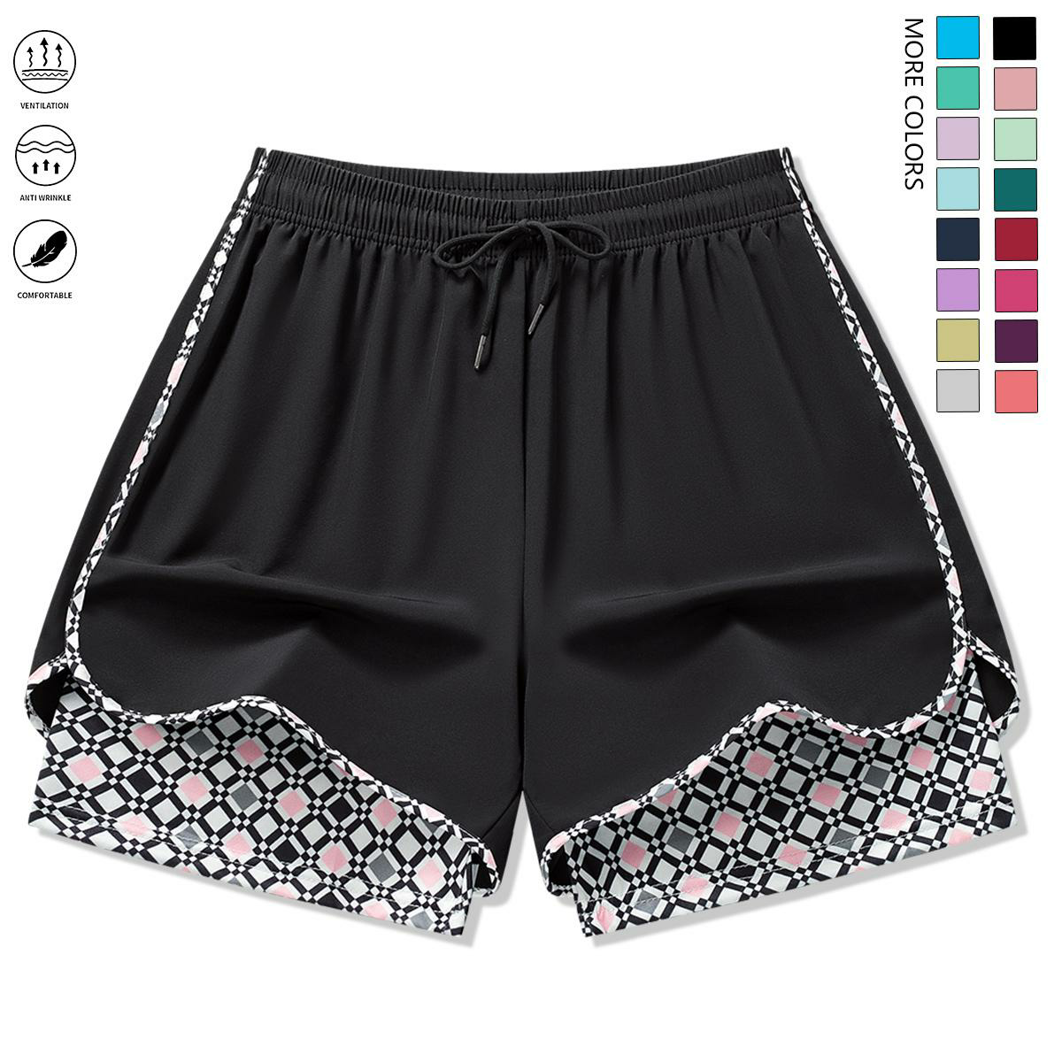 Set of 3 women’s casual athletic shorts featuring elastic waistband with lining