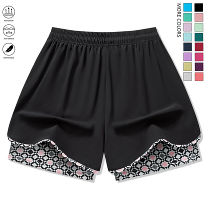Set of 3 women’s casual athletic shorts featuring elastic waistband with lining