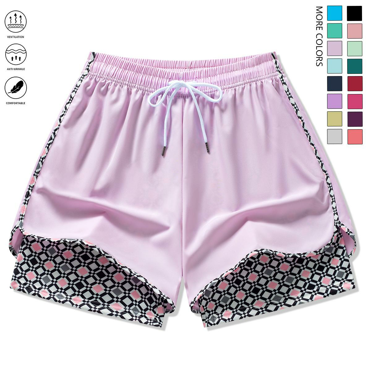 Set of 3 women’s casual athletic shorts featuring elastic waistband with lining