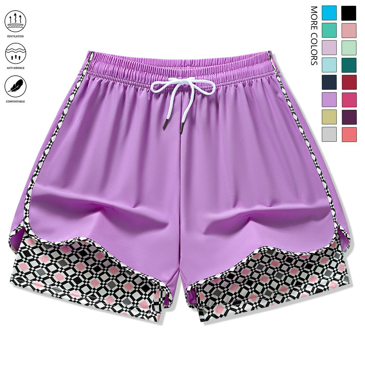 Set of 3 women’s casual athletic shorts featuring elastic waistband with lining