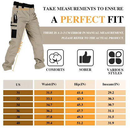 Men's Solid Color Waterproof Tactical Work Pants