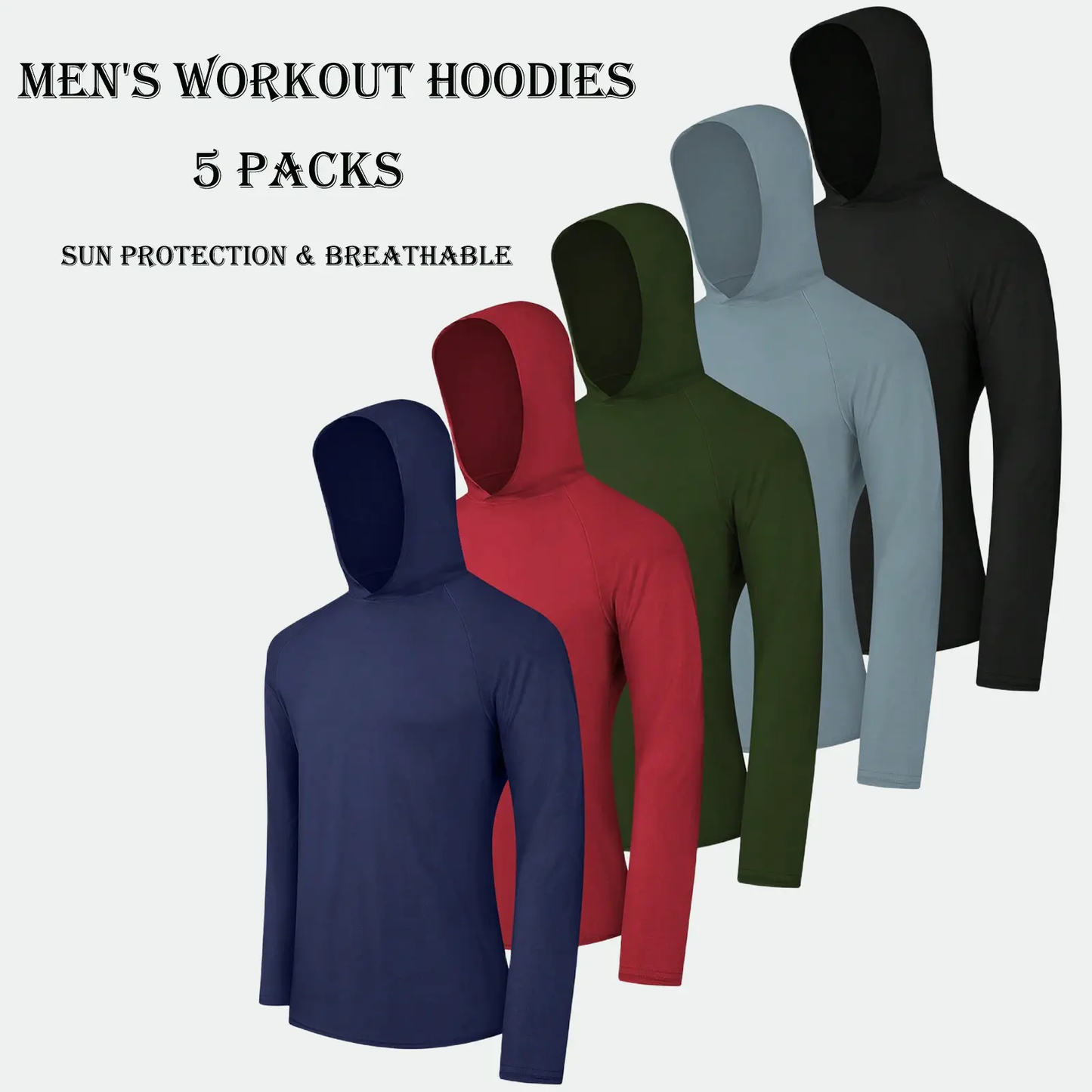 Men's Dry Fit Athletic Shirt Long Sleeve Fishing Hoodies Workout Tops