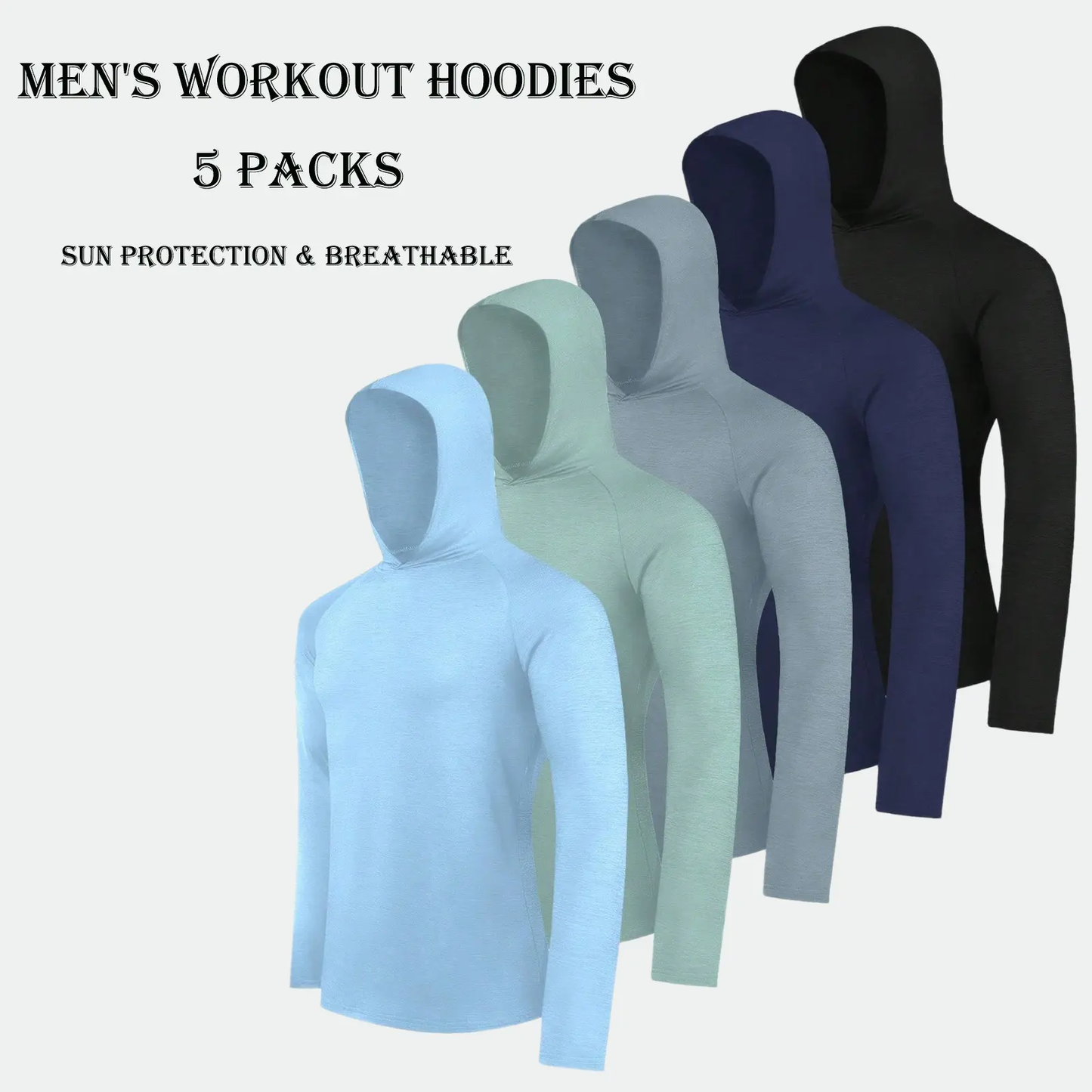 Men's Dry Fit Athletic Shirt Long Sleeve Fishing Hoodies Workout Tops