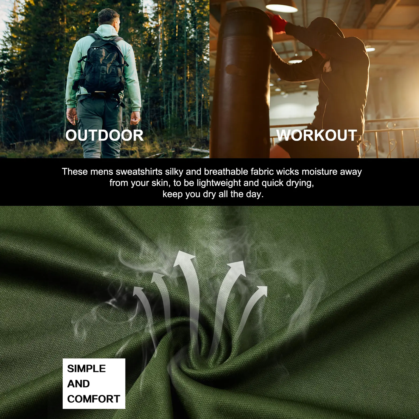 Men's Dry Fit Athletic Shirt Long Sleeve Fishing Hoodies Workout Tops