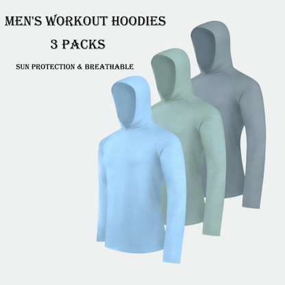 Men's Dry Fit Athletic Shirt Long Sleeve Fishing Hoodies Workout Tops