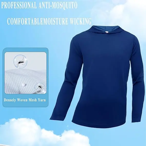Men UPF 50+ Sun Protection Hoodie Long Sleeve T Shirts Pack Quick Dry Shirt