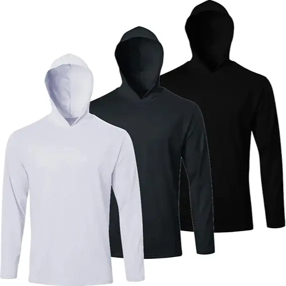 Men UPF 50+ Sun Protection Hoodie Long Sleeve T Shirts Pack Quick Dry Shirt