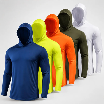 Men UPF 50+ Sun Protection Hoodie Long Sleeve T Shirts Pack Quick Dry Shirt