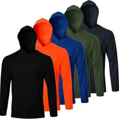 Men UPF 50+ Sun Protection Hoodie Long Sleeve T Shirts Pack Quick Dry Shirt