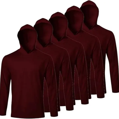 Men UPF 50+ Sun Protection Hoodie Long Sleeve T Shirts Pack Quick Dry Shirt