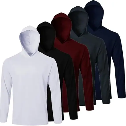 Men UPF 50+ Sun Protection Hoodie Long Sleeve T Shirts Pack Quick Dry Shirt