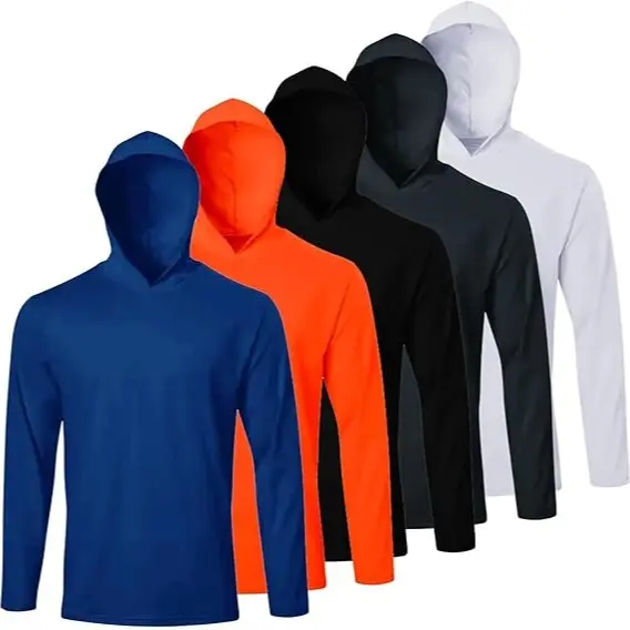 Men UPF 50+ Sun Protection Hoodie Long Sleeve T Shirts Pack Quick Dry Shirt
