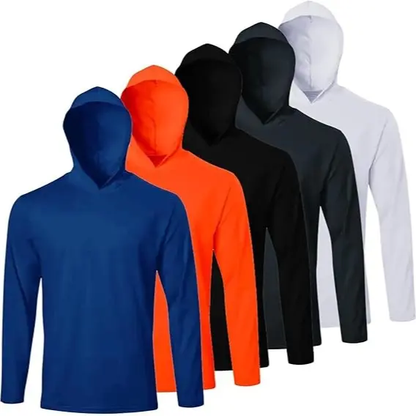Men UPF 50+ Sun Protection Hoodie Long Sleeve T Shirts Pack Quick Dry Shirt