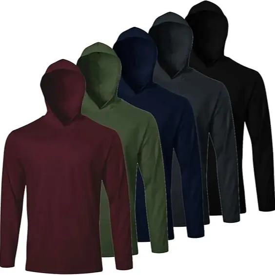 Men UPF 50+ Sun Protection Hoodie Long Sleeve T Shirts Pack Quick Dry Shirt