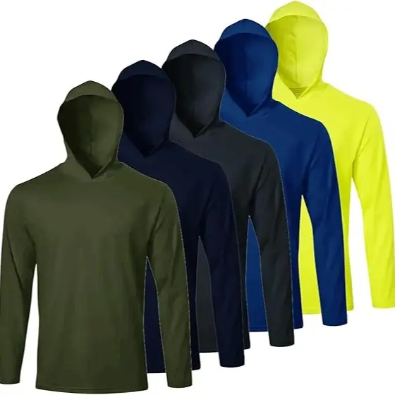 Men UPF 50+ Sun Protection Hoodie Long Sleeve T Shirts Pack Quick Dry Shirt