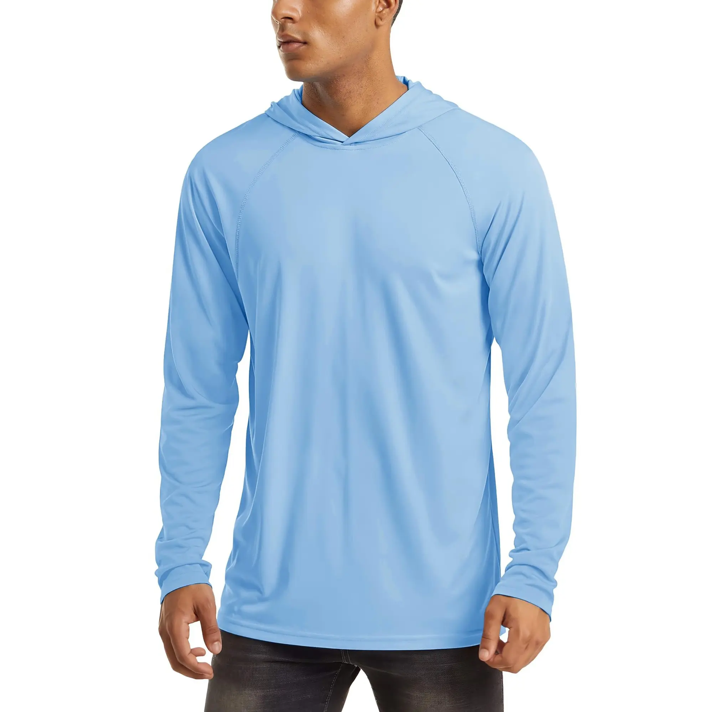 Men's Hooded UPF 50+ Long Sleeve Shirts Quick Dry Athletic Fishing Shirts Rash Guards
