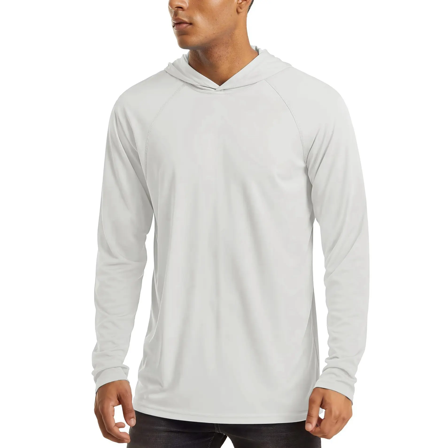 Men's Hooded UPF 50+ Long Sleeve Shirts Quick Dry Athletic Fishing Shirts Rash Guards