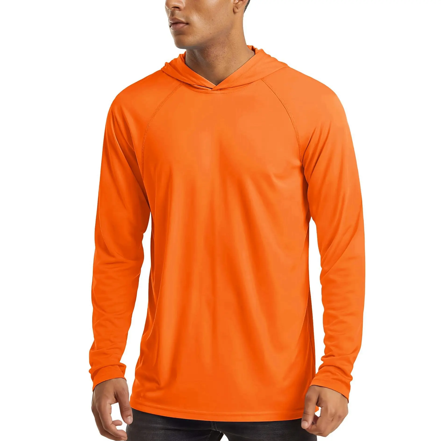 Men's Hooded UPF 50+ Long Sleeve Shirts Quick Dry Athletic Fishing Shirts Rash Guards