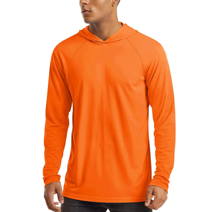 Men's Hooded UPF 50+ Long Sleeve Shirts Quick Dry Athletic Fishing Shirts Rash Guards