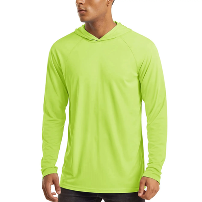 Men's Hooded UPF 50+ Long Sleeve Shirts Quick Dry Athletic Fishing Shirts Rash Guards