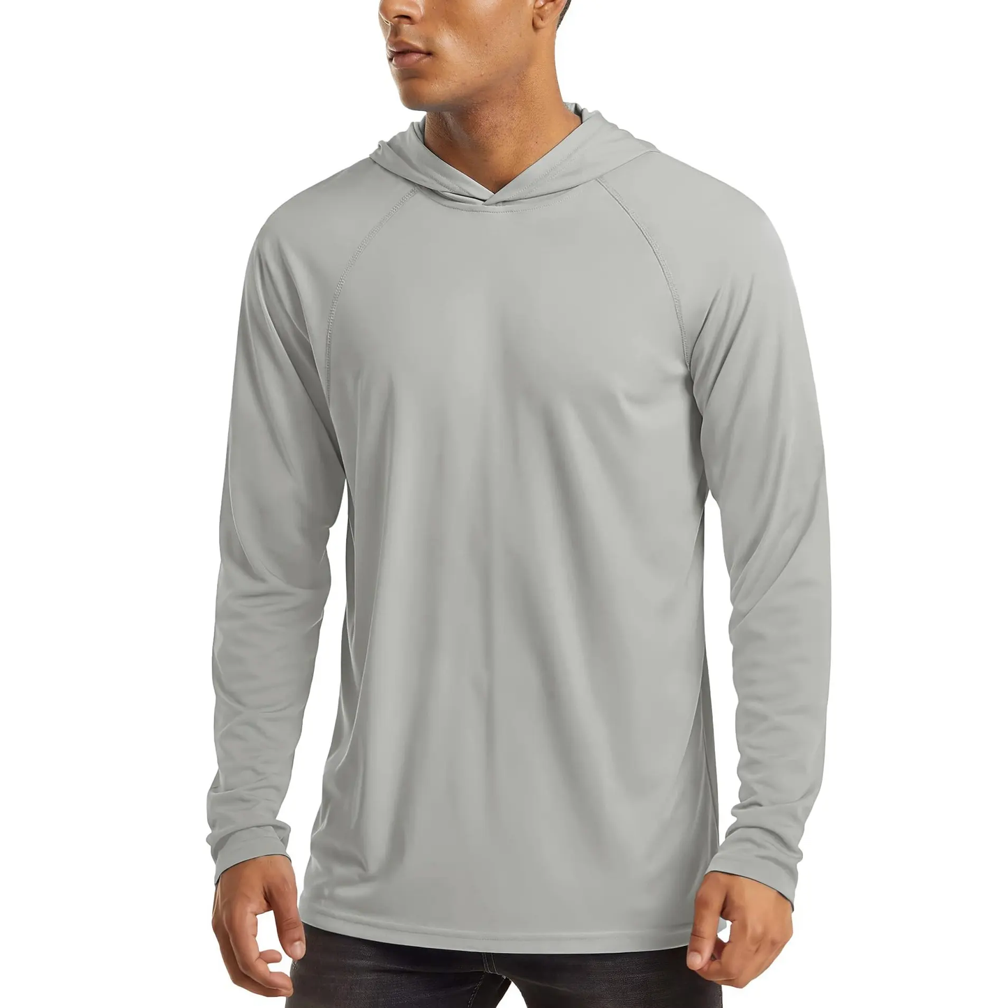 Men's Hooded UPF 50+ Long Sleeve Shirts Quick Dry Athletic Fishing Shirts Rash Guards