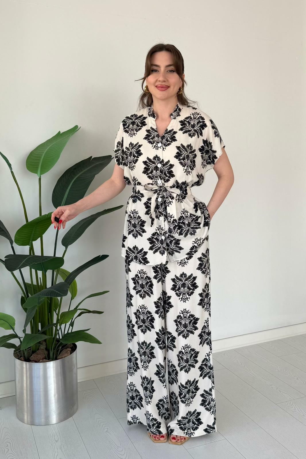 Ethnic Print Matching Two-Piece Set