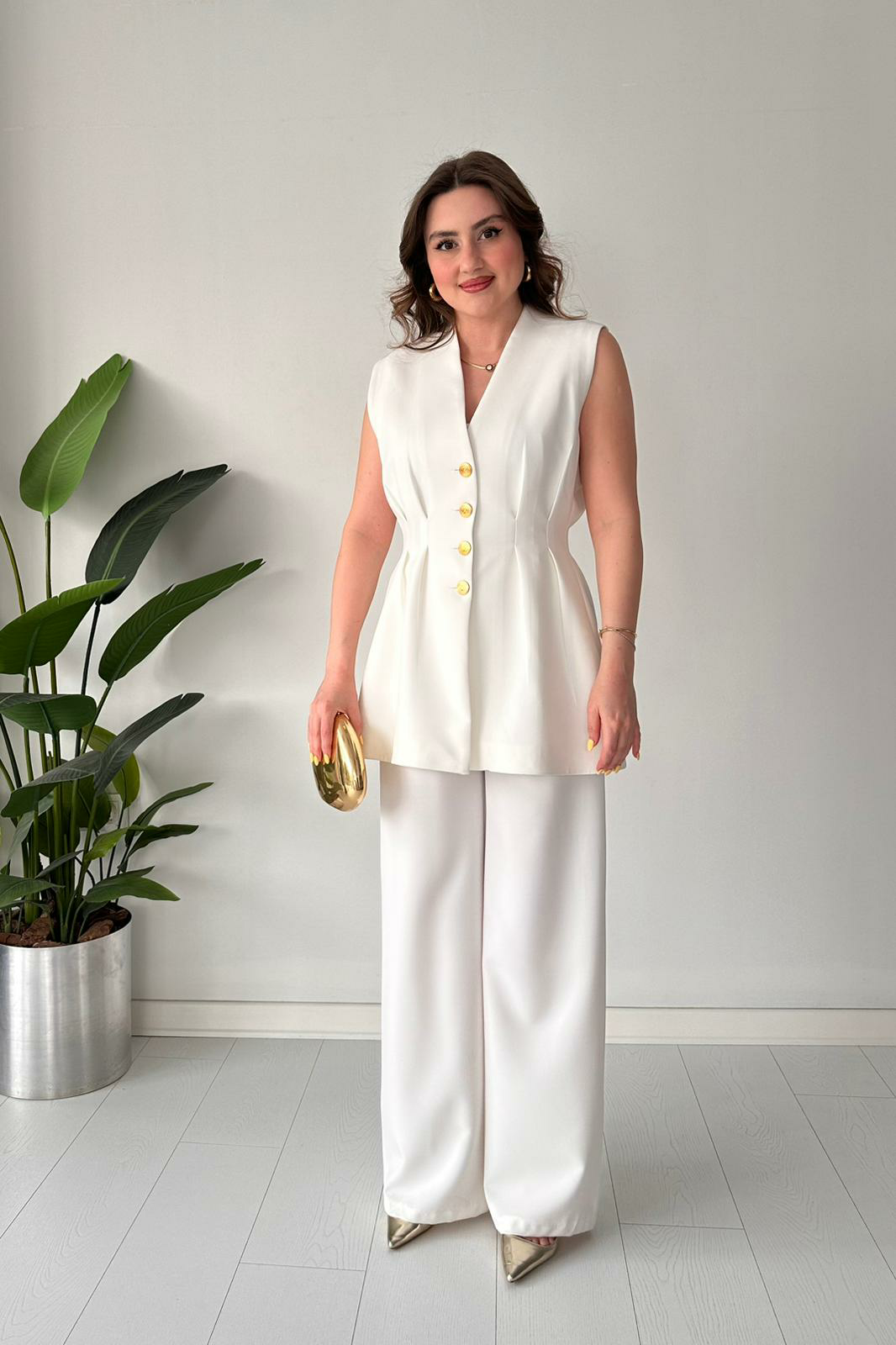 Pinstripe Pleated 2-Piece Blazer & Pants Set – Modern Fit