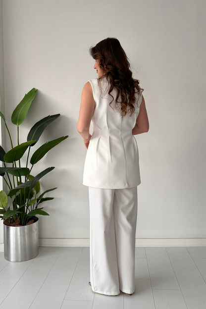 Pinstripe Pleated 2-Piece Blazer & Pants Set – Modern Fit
