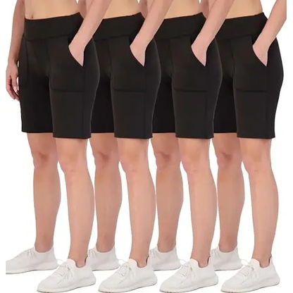 Women's 9" Bermuda Long High Waisted Shorts with Pockets Casual Workout Athletic (Available in Plus)