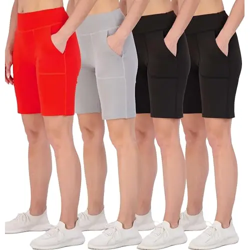 Women's 9" Bermuda Long High Waisted Shorts with Pockets Casual Workout Athletic (Available in Plus)