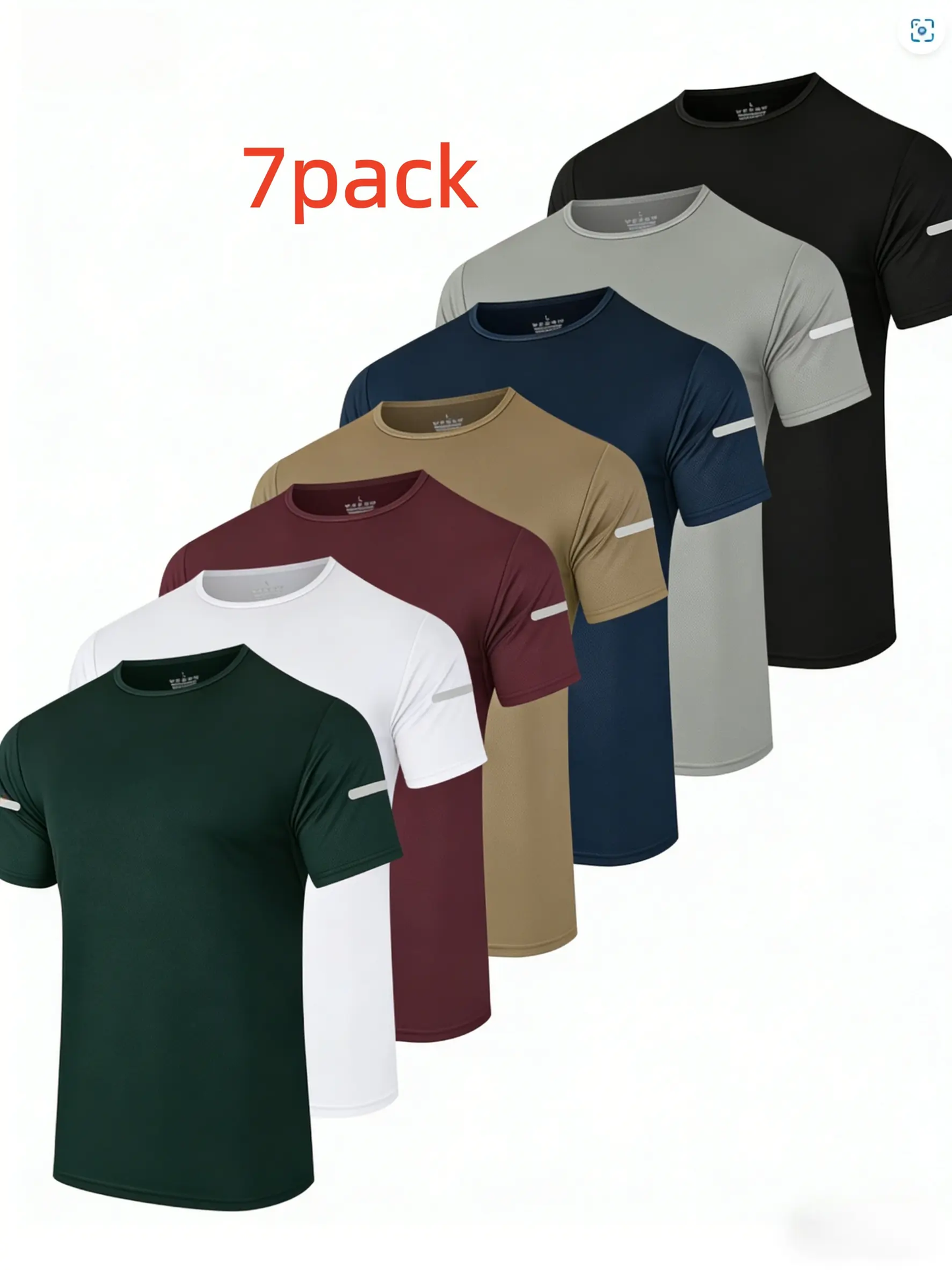 7PCS Men's Print Reflective Stripe Sports T-Shirts