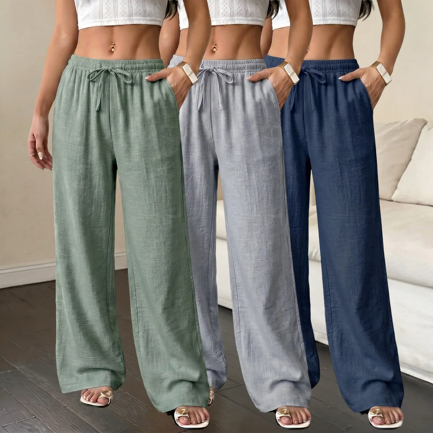 Women’s 6-pack solid-color loose casual pants