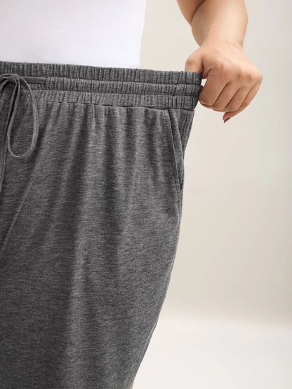 Plus Size Wide-Leg Capri Lounge Baggy Pants