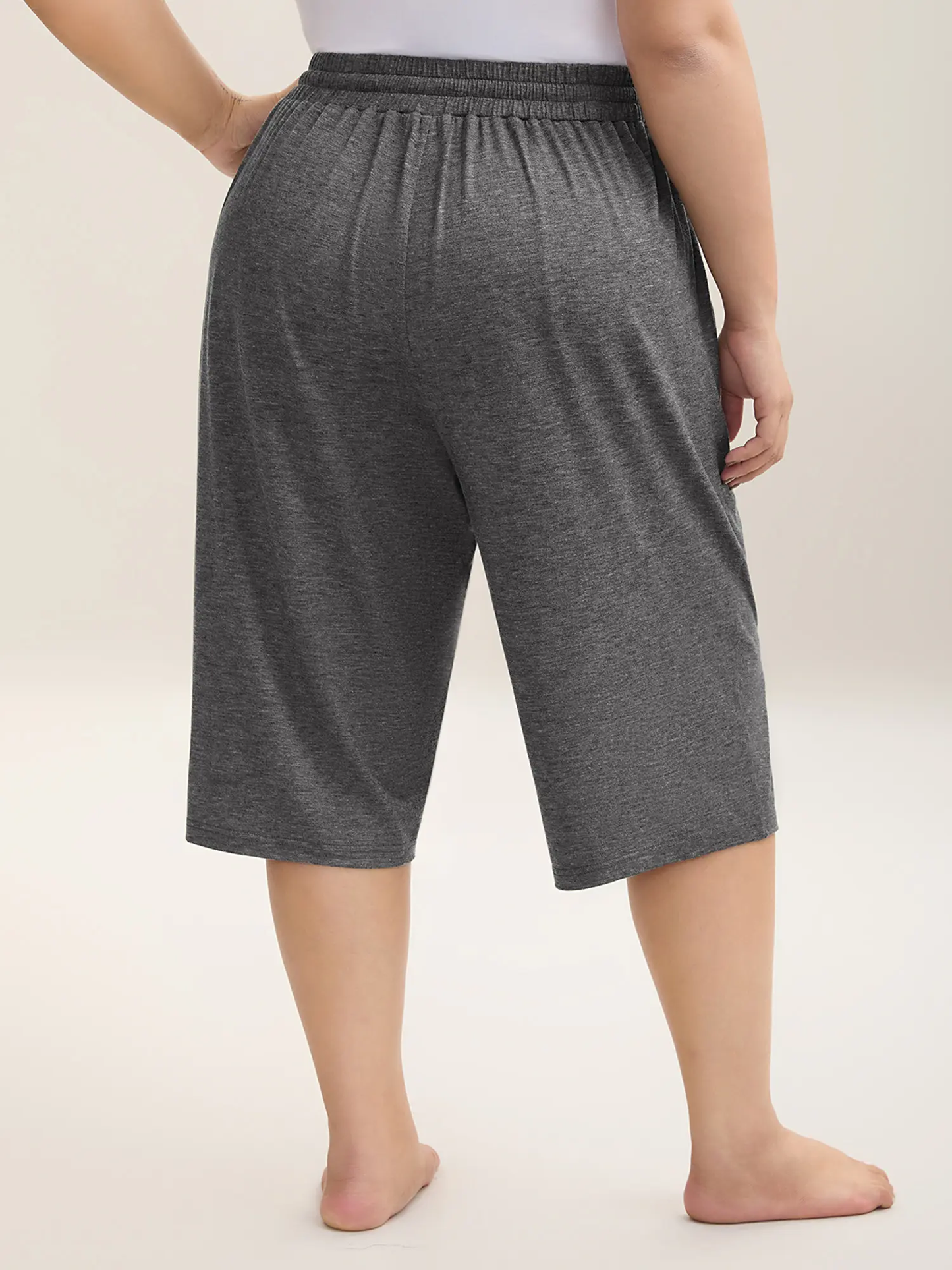 Plus Size Wide-Leg Capri Lounge Baggy Pants