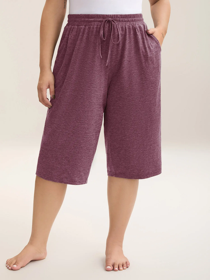 Plus Size Wide-Leg Capri Lounge Baggy Pants