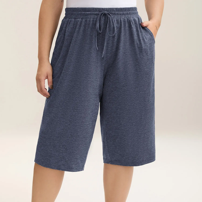 Plus Size Wide-Leg Capri Lounge Baggy Pants