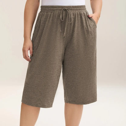 Plus Size Wide-Leg Capri Lounge Baggy Pants