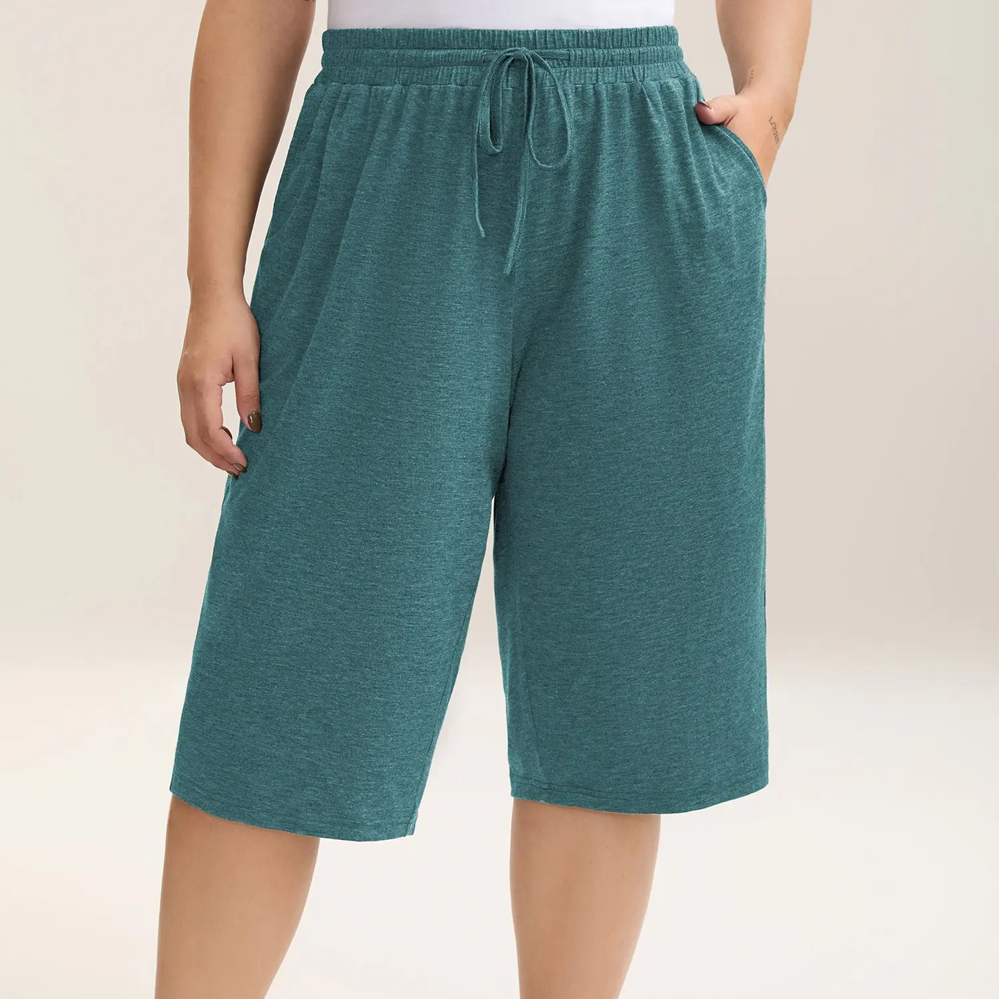 Plus Size Wide-Leg Capri Lounge Baggy Pants