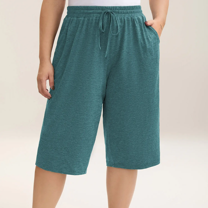Plus Size Wide-Leg Capri Lounge Baggy Pants