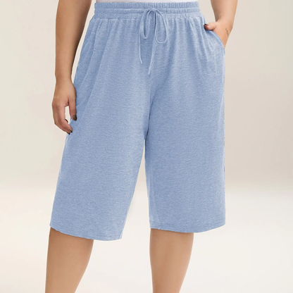 Plus Size Wide-Leg Capri Lounge Baggy Pants