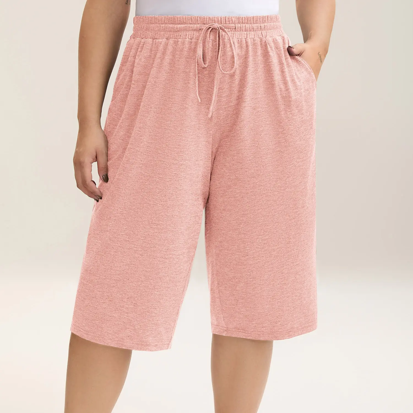 Plus Size Wide-Leg Capri Lounge Baggy Pants