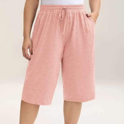 Plus Size Wide-Leg Capri Lounge Baggy Pants