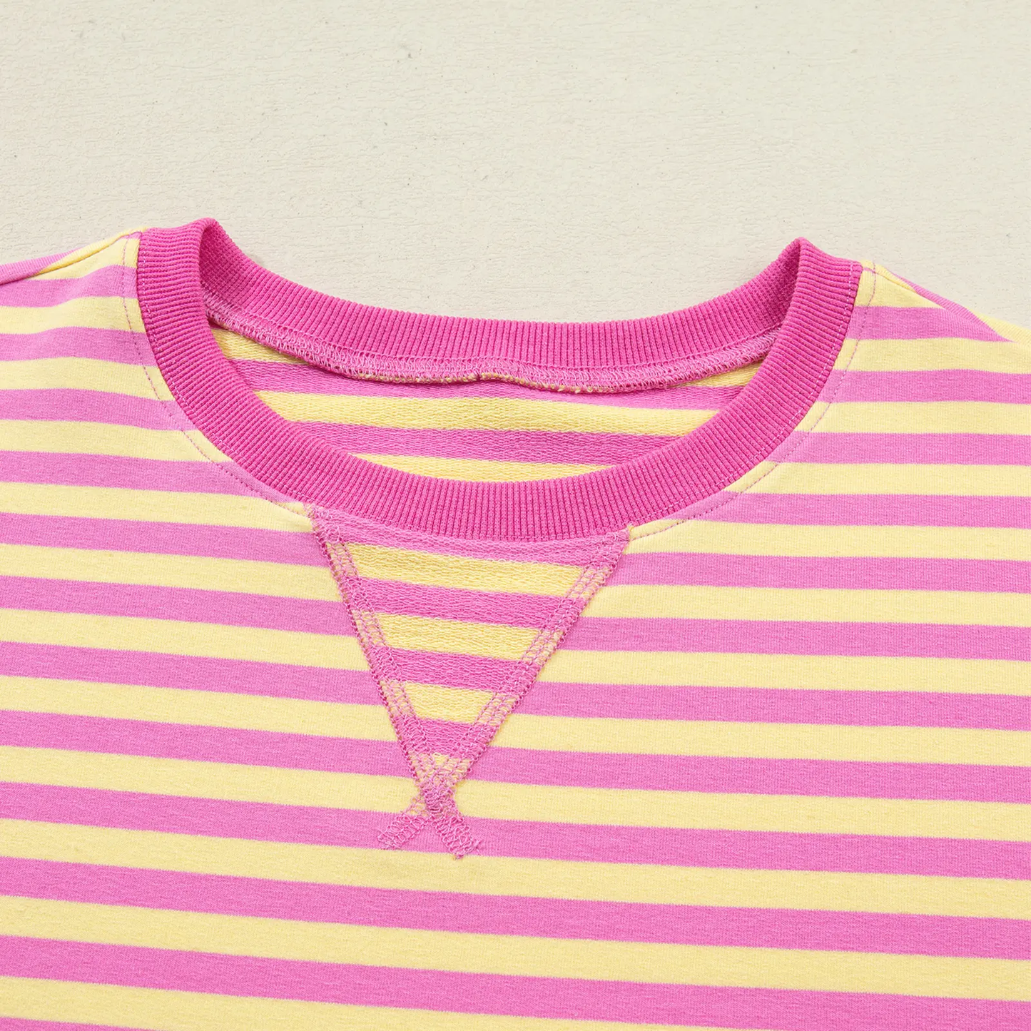 Women's Stripe Two Piece Set Drop Shoulder Casual T Shirt & Short Set