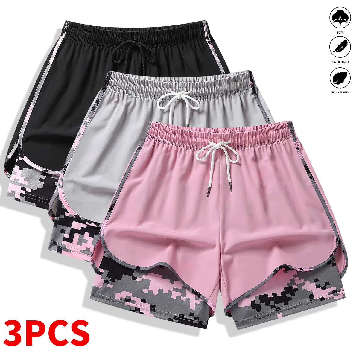 8-pack women’s casual athletic shorts with built-in liner