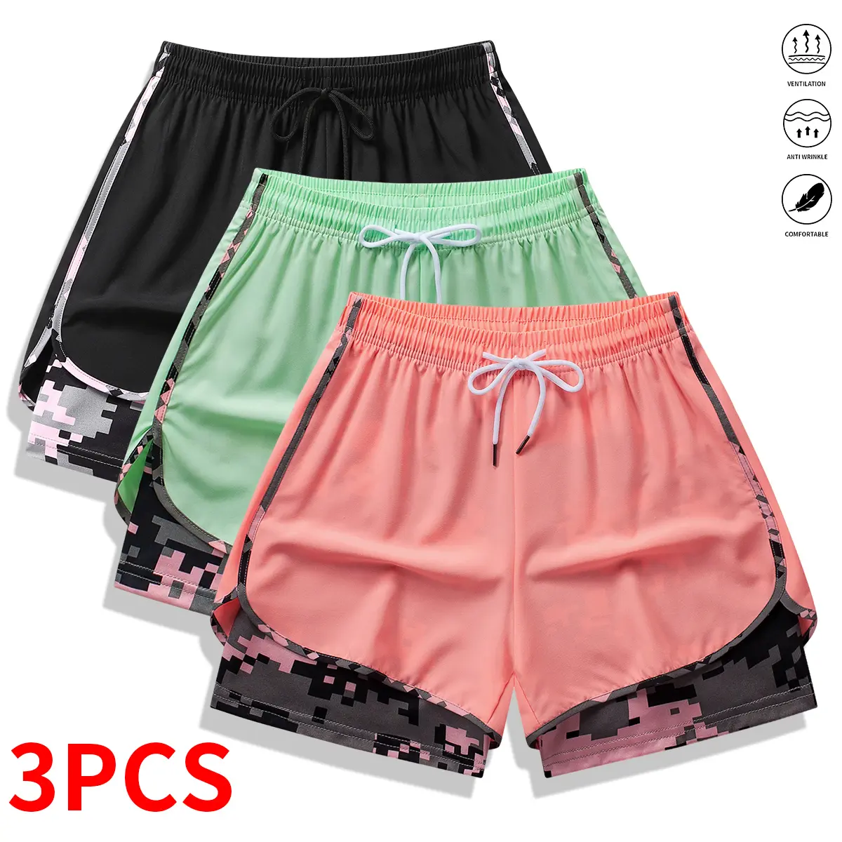 8-pack women’s casual athletic shorts with built-in liner