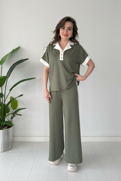 Women's Modal Knit Polo Lounge Set
