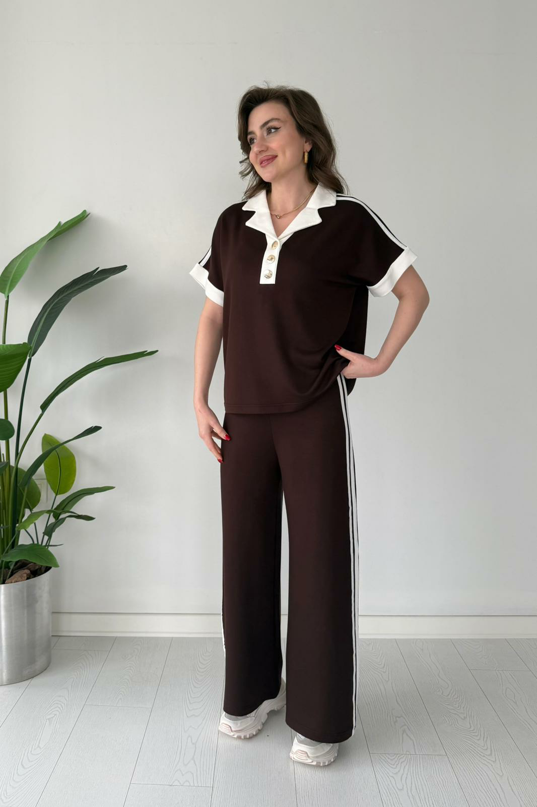 Women's Modal Knit Polo Lounge Set