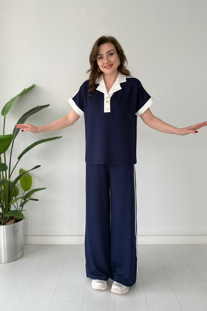 Women's Modal Knit Polo Lounge Set